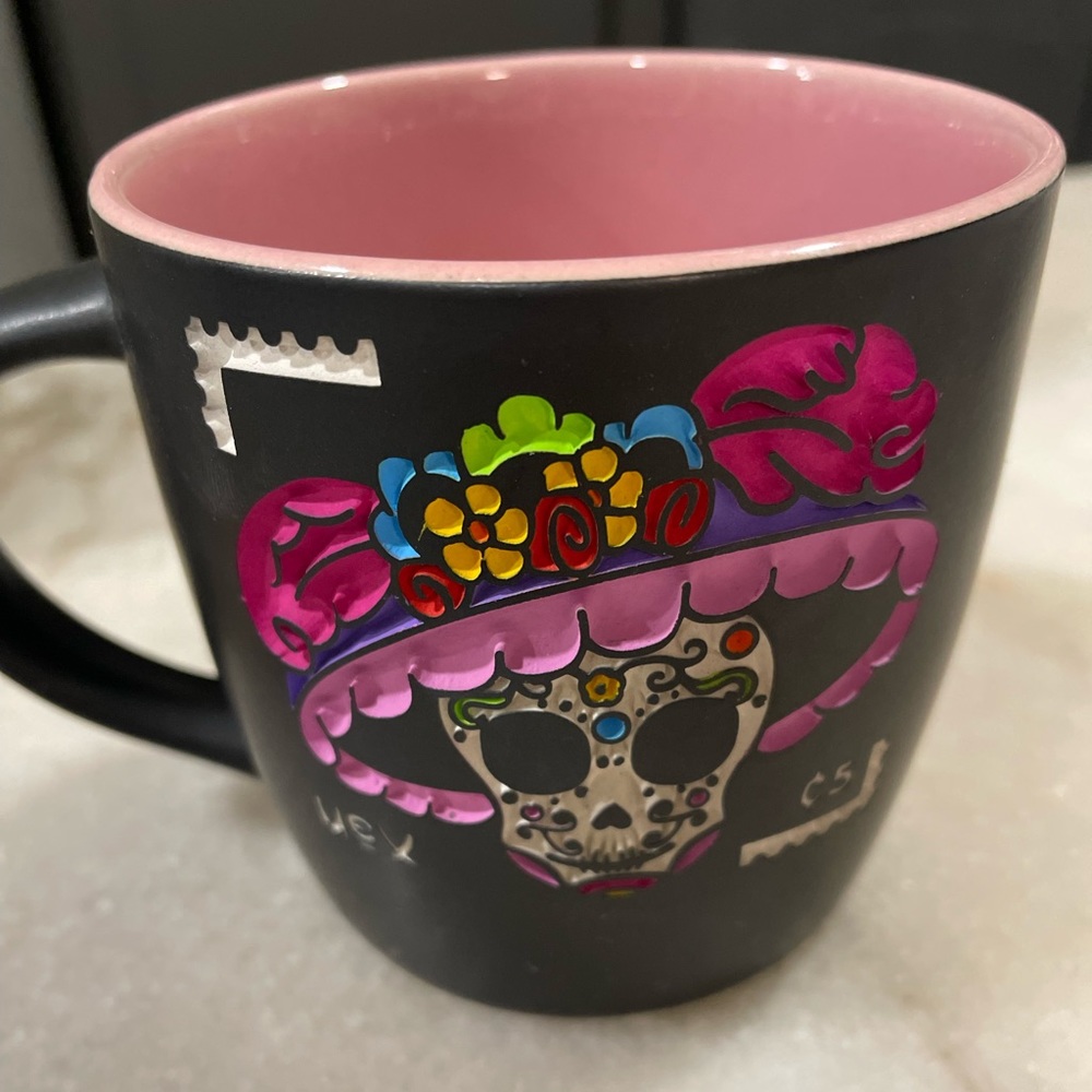 Mexican Catrina black mug